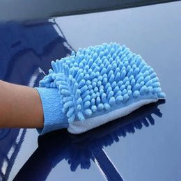 Waterproof Car Wash Microfiber Chenille Gloves Thick Cleaning Mitt Wax Detailing Brush Auto Care Doublefaced Glove 240314