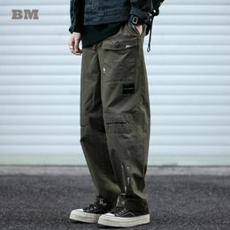 Mens Pants Spring Autumn Korean Fashion Paint Splatters Cargo Clothing Harajuku Casual Baggy Outdoors Streetwear Trousers