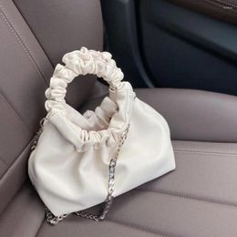 Totes Arrival Real Leather Luxury Handbags Women Black Shoulder Bags Ivory Wrinkle Bag Designer Circle Top-handle Soft Hobos