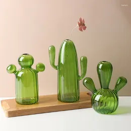 Vases Cactus Glass Vase Small Fresh Decorations Simple Home Living Room Desktop Ornaments Supplies