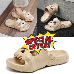 High quality Creative Skull Slippers Summer Men Slippers Outdoor Beach Sandals Non-slip Indoor Slides Shoes GAI low price big size