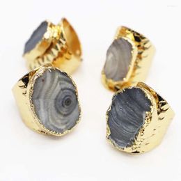 Cluster Rings Milky Way Agate Druzy Quartz Adjustable Ring Women Irregualr Raw Stone Gold Color Open Finger Fashion Jewelry Wholesale 4Pcs