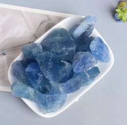 Party Favour Real Crystals Blue Fluorite Cubic Throat Chakra Healing Stones Natural Stone Bulk 500g Home Decor