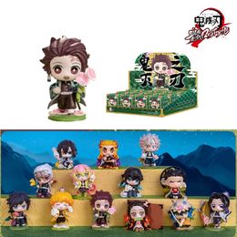 Original Demon Slayer Blind Box Toys Kamado Tanjirou Kamado Nezuko Box Pvc Anime Figure Model Mystery Box Male Doll For Kid Gift 240315