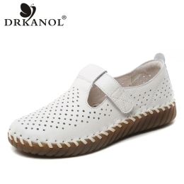 Loafers DRKANOL 2023 Women Loafers Handmade Sewing Soft Bottom Genuine Leather Flat Shoes Ladies Comfort Pregnant Woman Casual Shoes