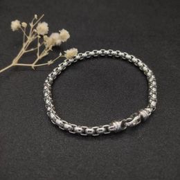 Bracelet 5MM BOX CHAIN IN STERLING SILVER WITH BLACK DIAMONDS 240315