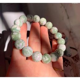 Strand Natural Violet Nephrine Jade Light Purple Green White Pattern Bracelet Factory Direct Sales