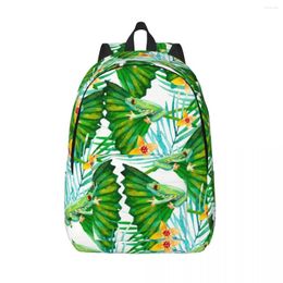 Backpack Men Women Large Capacity School For Student Watercolour Summer Flowers Frogs Bag