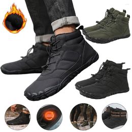 Walking Shoes Men Snow BareFoot Casual Non-Slip Outdoor Work Plus Lining Warm Fur Ankle Boots For Cold Weather