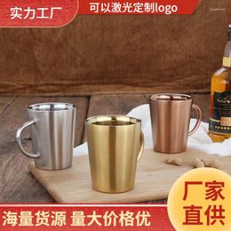 Mugs 304 Stainless Steel Mug Double Layer Insulated Coffee Cup Creative Beer With Handle Summer High Beauty Water