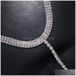 Other Fashion Mti Layer Belly Waist Chain With Neck Crystal Body Kpop Necklace Choker For Women Festival Clothing Accessories Drop Del Dhslv