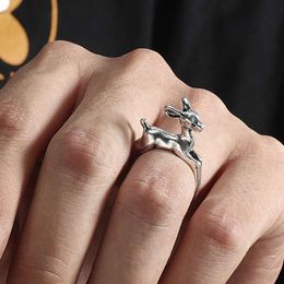 Chinese Style Deer ALuminium Band Ring Hip-hop Fashionable OL Internet Celebrity Ring