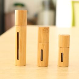 3/5/10ML Bamboo Refillable Dropper Roll on Bottles For Essential Oils Cosmetic Perfume Stainless Steel Roller Bottle