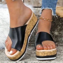 Slippers Plus Size Slipper Women's Shoes Wedges Platform Slides High Heeled Sandals Slip Toe Flip Flops Womens House