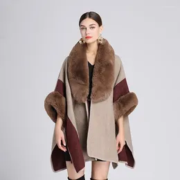 Scarves Poncho Cape Hood Cashmere Faux Fur Trimming Coat Oversized Blanket Scarf Pashmina Shawls Cardigans Head Wraps Solid Knit Sweater