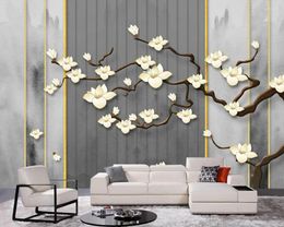 Wallpapers Chinese Style Artistic Orchid Flower Branch Ink Painting 3d Wallpaper Papel De Parede For Living Room TV Sofa Wall Bedroom Cafe