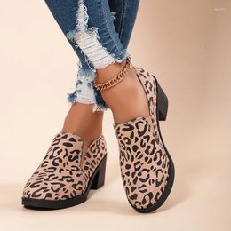 Dress Shoes High Heels Women Leopard Fashion Chunky Spring 2024 Casual Designer Walking Cozy Pumps Femme Zapatillas