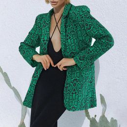 Women's Suits 2024 Spring Women Lapel Long Sleeve Small Leopard Print Contrast Colour Blazer Jacket