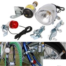 Bike Lights Arrival Bicycle Motorised Friction Dynamo Generator Head Tail Light With Acessories Drop Delivery Sports Outdoors Cyclin Dhlz7