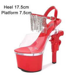 Dress Shoes Fashion Show Artefact Model High-Heeled Women Pistol Heel 17cm Sexy Clear Platform Summer Sandals Strip Pole Dance H240321Q8PJU2HP