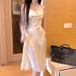 Women's Sleepwear Summer Gown Female Knee-Length Nightdress Dress Loungewear Elegant Nightgown Home Wear