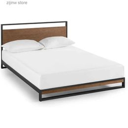 Other Bedding Supplies 37 inch bamboo and metal platform bed frame without box spring required/wood support/easy to assemble no shelves Y240320