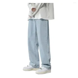 Men's Jeans Men Straight-legged Comfortable Wide Leg Denim Pants Hip Hop Style Washed With Pockets For Spring