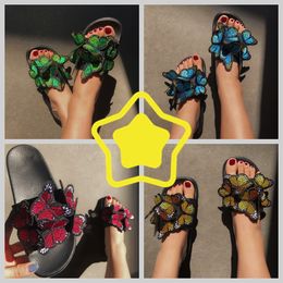 2024 Women Summer Craft Embroidered Three Dimensional Butterfly Slippers GAI sandals fashion heel embroid Retro easy matching Unique Design Outwear