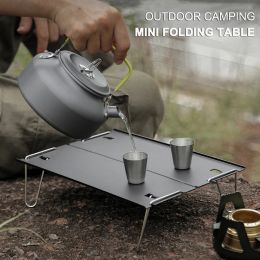 Furnishings Mini Folding Table Aluminum Alloy Stainless Steel 30 * 21 * 8cm Outdoor Camping Picnic Household Portable Desk with Storage Bag