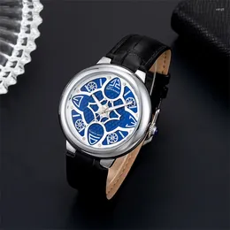 Wristwatches Luxury Fashion Business Watches For Men Fully Automatic Watch Unique Design Leather