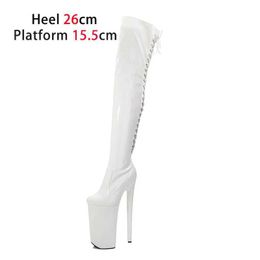Dress Shoes Women Lace-up Pole Dancing Fashion Long Boots Sexy Party Over-the-Knee High Heels Pumps Nightclub Stripper Platform 26CM H240321BFHH5TK9
