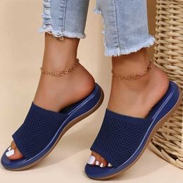 Slippers Sandals Women Elastic Force Summer Shoes Flat Casual Indoor Outdoor Slipper For Beach Zapatos MujerE81K H240321