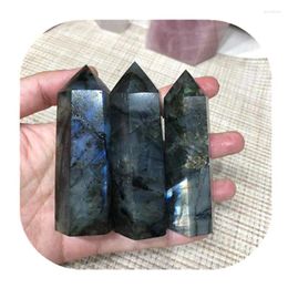 Decorative Figurines Natural Carved Labradorite Wand Point Crystal Healing Stones For Christmas Decor