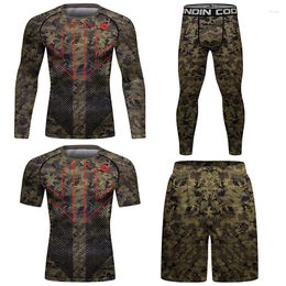 Men's Tracksuits Camouflage Sublimation Print Boxing Jiu Jitsu T-shirt Cody Set Kickboxing Muay Thai Shorts Jumpsuit