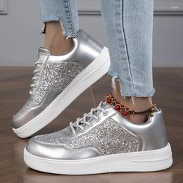 Casual Shoes Women's Sneakers Bling Design Skateboard Flat Fashion Running Sports Female Tennis Trainers Walking