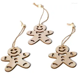 Party Decoration 3pcs/set Vintage Christmas Tree Gingerbread Man Hanging Pendant With Rope Beads