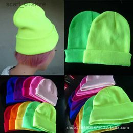 Hats Scarves Sets 2019 Fashion 19 Color Knitted Neon Light Womens Beanie Girls Autumn Leisure Elastic C Womens Warm Winter Hat Unisex Gorros HombresC24319