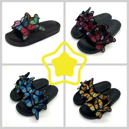 2024 Women Summer Craft Embroidered Three Dimensional Butterfly Slippers GAI sandals fashion heel easy matching Unique Design Outwear embroidery Ragged Edge 36-41