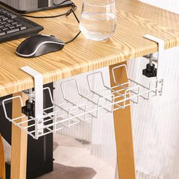 Hooks Under Table Shelf Cable Management Rack Chic Wire Storage Baskets Carbon Steel Desk Accessories Tray Office Power Strips Holder