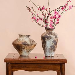 Vases Rustic Ceramic Farmhouse Vase Vintage Home Decor Pottery Decorative For Flower Table Living Room Shelf