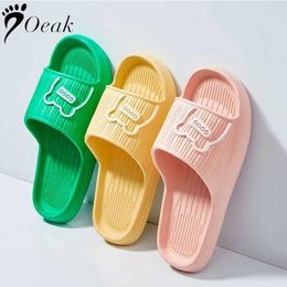 Slippers 2023 Summer Women Bath Thick Platform Non-Slip Home Bear Cartoon Flip Flops Beach Sandals Ladies Slides Indoor Outdoor H240322