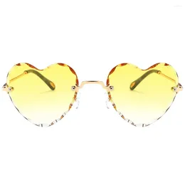 Sunglasses Fashion Heart-shaped Rimless Classic Tinted Lens Eyewear