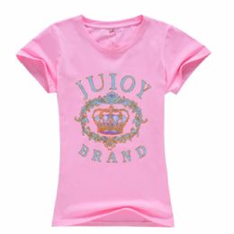 2024 New Juicy Counter Summer Round Neck Short Sleeved T-shirt Korean Version Women's Solid Color Printing Letter T-shirt Cotton Breathable Short Sleeved