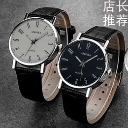 New AMORA Watch Korean Edition Business Fashion Trend Minimalist Quartz Adult Mens Watch Student Belt Watch