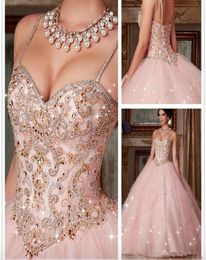 Custom Made New Quinceanera Dress 2022 Pink Crystal Ball Gown Dresses sweet 16 Prom Party Dress Junior Vestidos de 15 Anos2985996