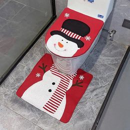 Toilet Seat Covers Christmas Cover Set Santa Snowman Elk Print Contour Rug Kit For Bathroom Decorations