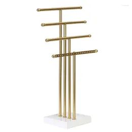 Jewellery Pouches Gold 4 Tiers T-Shaped Rack Earring Storage Necklace Display For Girls To Organise