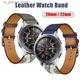 Watch Bands 20mm 22mm Leather Band for Samsung Galaxy 4 Classic/5 Pro Active 2/3/46mm Bracelet Huawei GT/2/3 Pro Galaxy 4 Strap Y240321