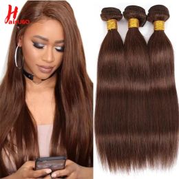 Wigs Wigs Wigs HairUGo 4# Brown Straight Human Hair Bundles Brazilian Hair Weaving Bundles Remy Chocolate Hair Human Hair Weave