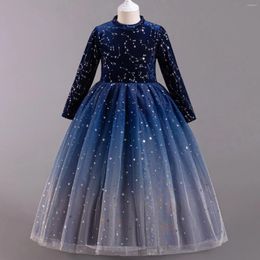 Girl Dresses Birthday Party For Girls 3-9Y Starry Sequin Graduation Ceremony Elegant Princess Dress Wedding Evening Prom Formal Gown